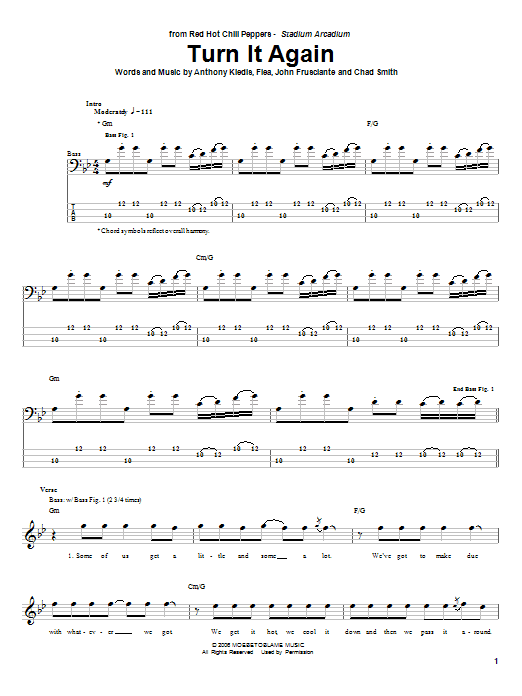 Produktgalerie: Seite 1 von 1 Turn It Again, Red Hot Chili Peppers, E-Bass