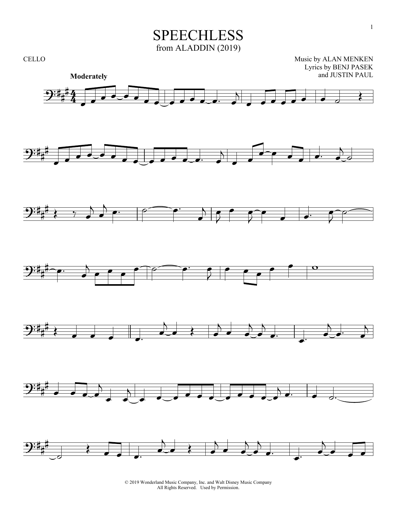 Produktgalerie: Seite 1 von 1 Speechless (from Aladdin) (2019), Naomi Scott, Violoncello