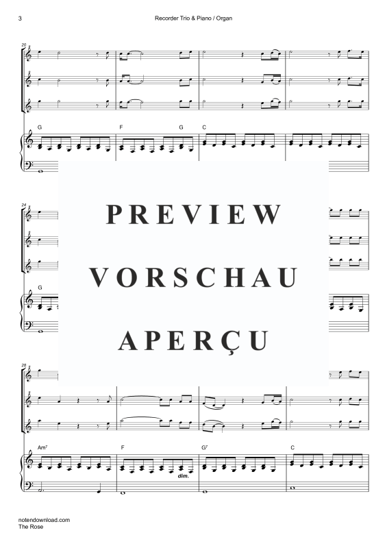 Product gallery: Page 6 of 11 The Rose, Midler, Bette, Trio For 3 Recorders (Ssa) and Piano/Organ, With Optional Cello