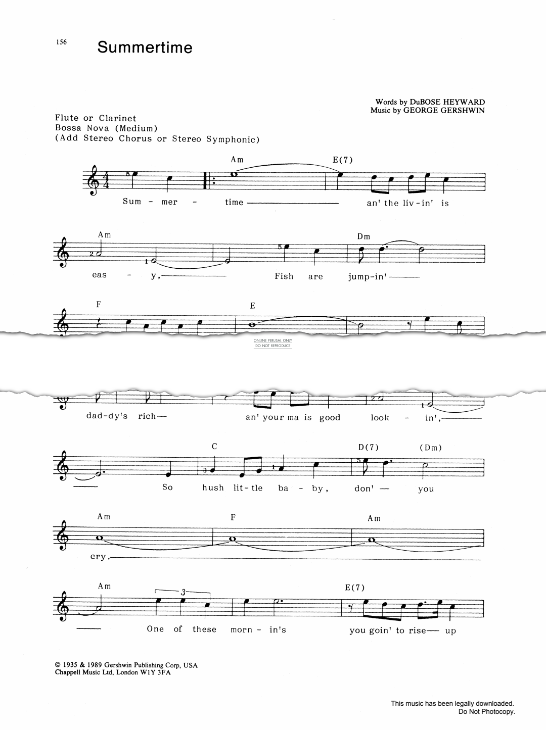 Product picture to: Summertime (from PORGY AND BESS®)