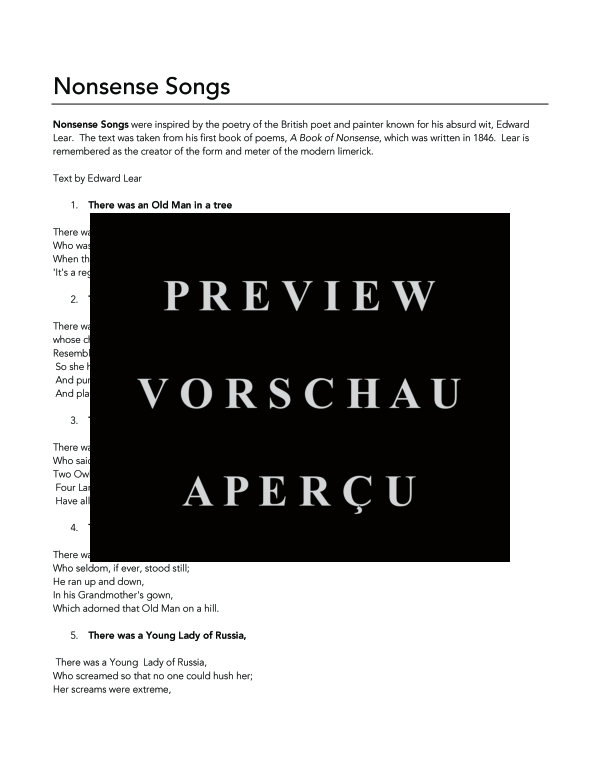 gallery: Nonsense Songs, , (Trio Gesang, Klarinette und Klavier)