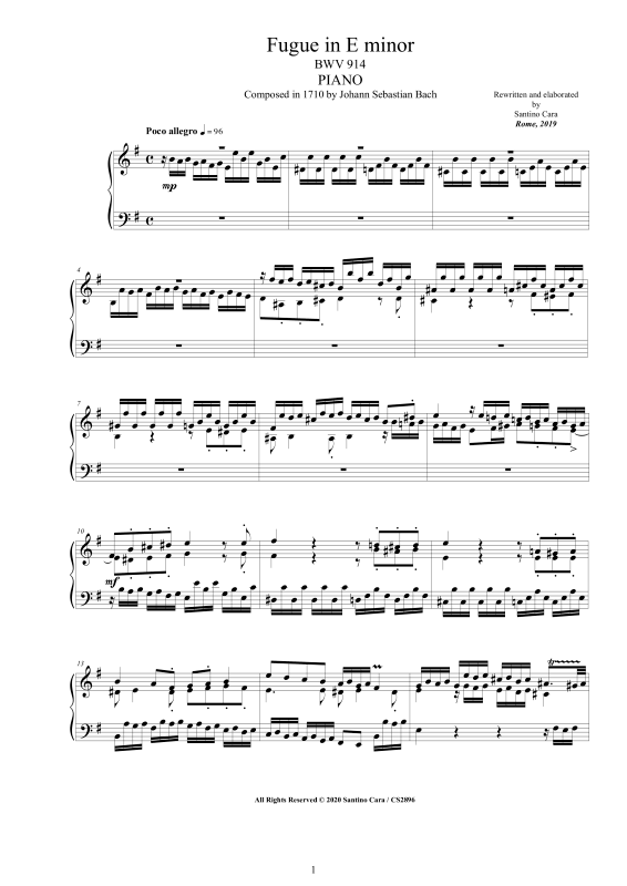 Product picture to: Fugue in E minor BWV 914Johann Sebastian Bach