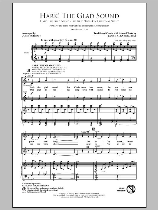 Product gallery: Page 1 of 1 Hark! The Glad Sound (Medley), John Purifoy