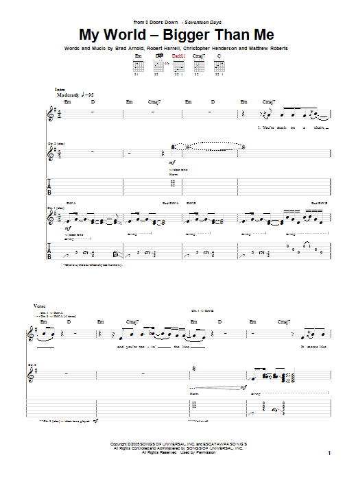 Produktgalerie: Seite 1 von 1 My World - Bigger Than Me, 3 Doors Down, Gitarre