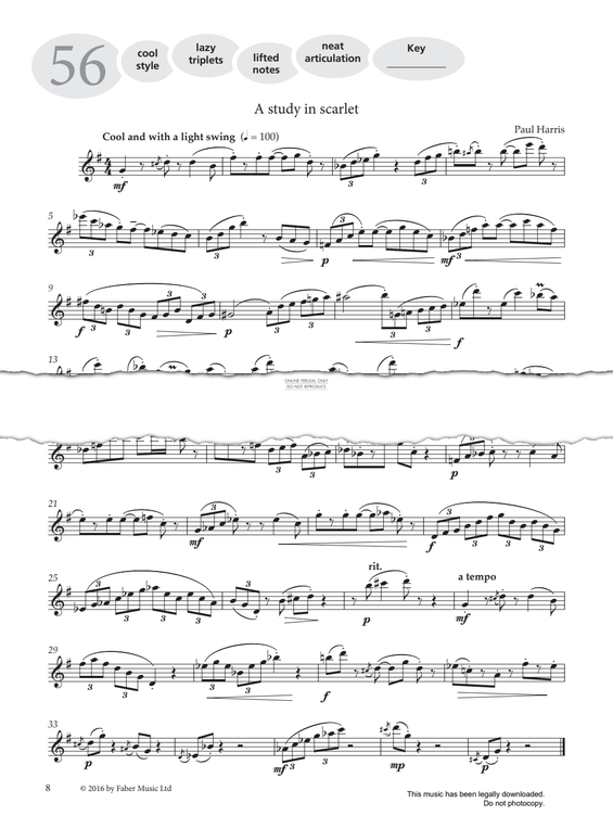 Product gallery: Page 1 of 1 Study No.56 'A Study In Scarlet' (from 'More Graded Studies For Saxophone Book Two'), Paul Harris