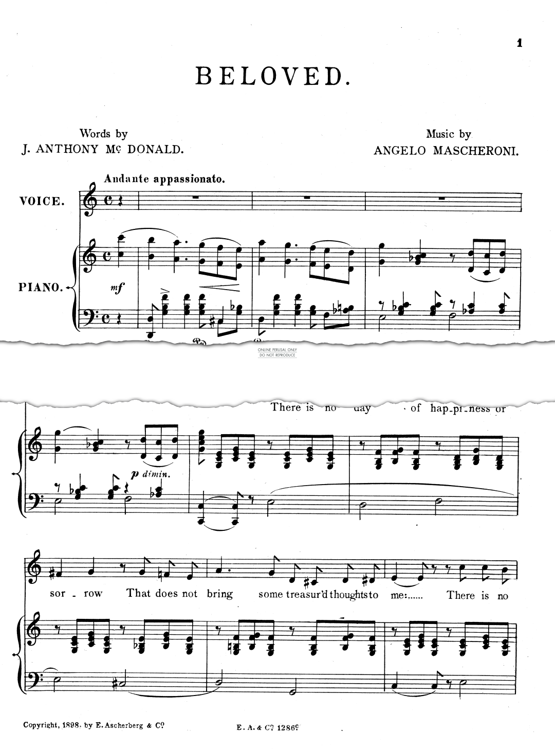 Produktgalerie: Seite 1 von 1 Beloved, Angelo Mascheroni, Gesang, Klavier