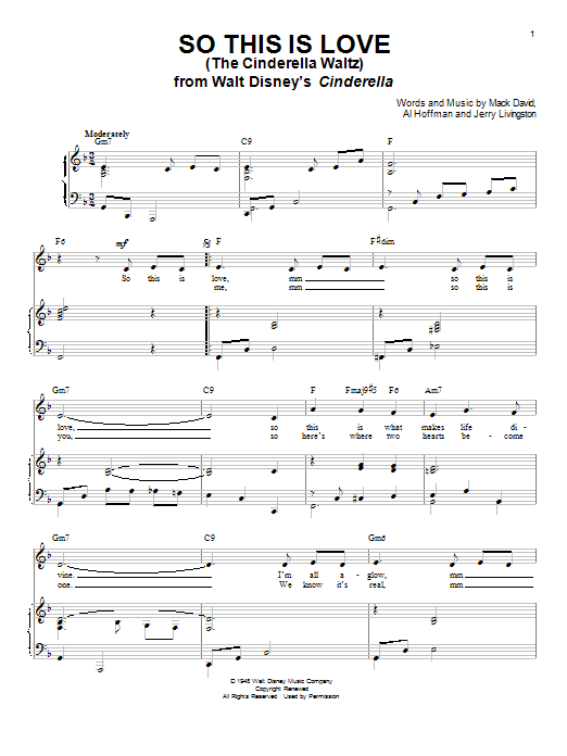 Produktbild zu:  So This Is Love (from Cinderella) - Mack David, Al Hoffman and Jerry Livingston