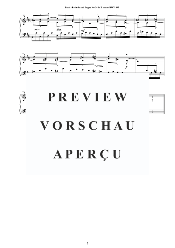 Product gallery: Page 8 of 8 Prelude and Fugue No. 24 in B minor BWV 893, , Solo Piano