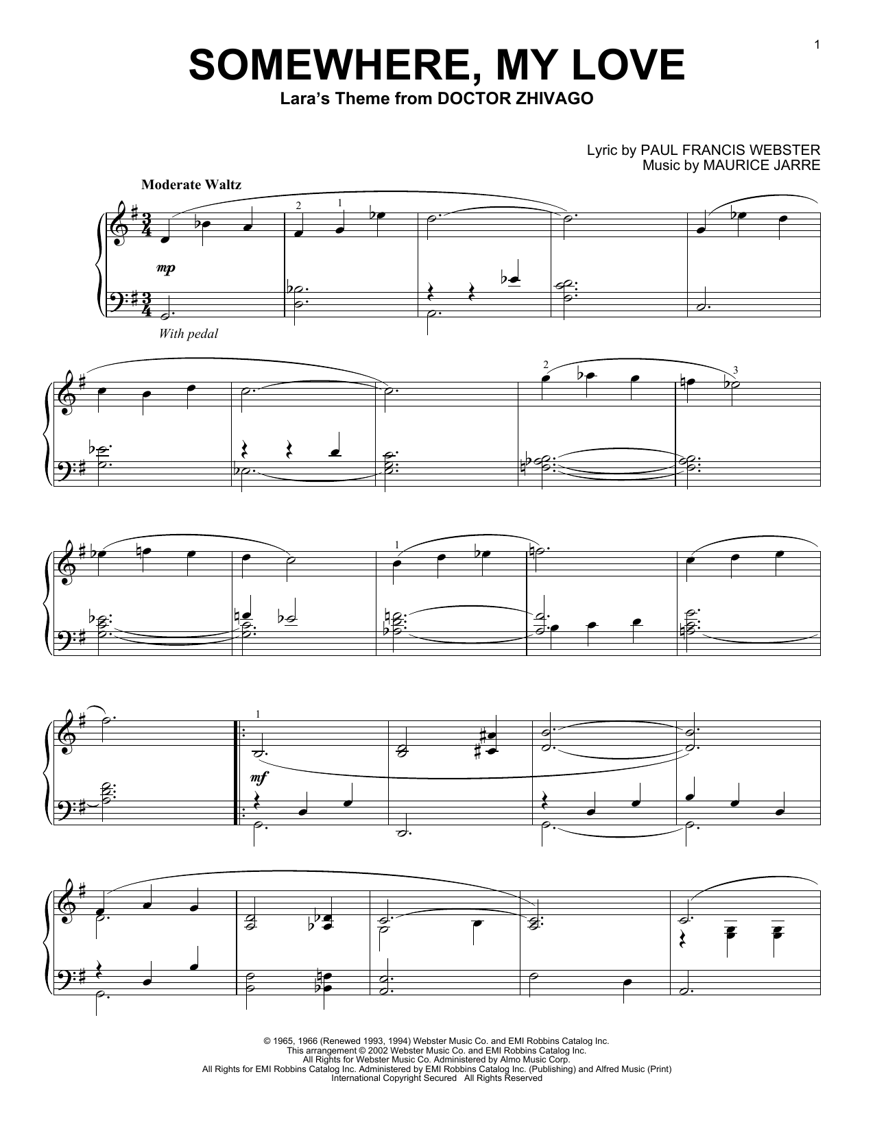 Product gallery: Page 1 of 1 Somewhere, My Love, Maurice Jarre