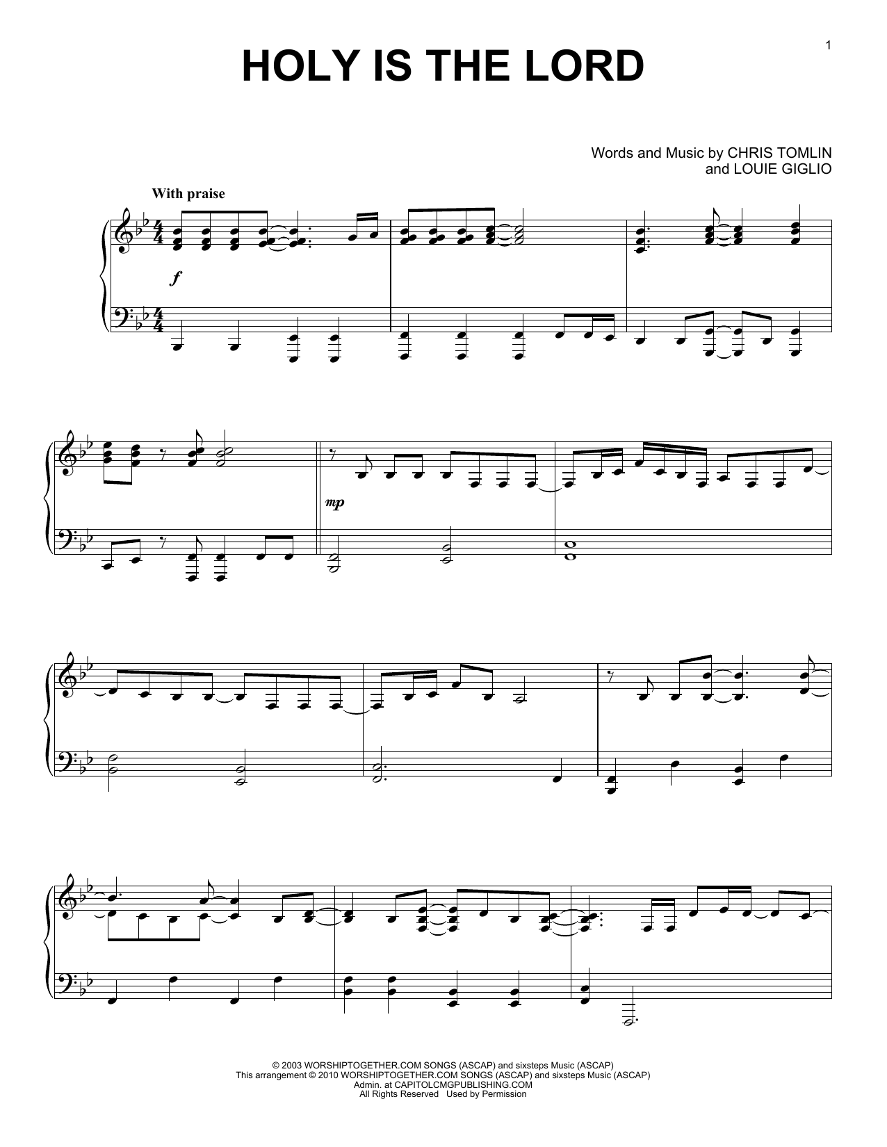 Produktgalerie: Seite 1 von 1 Holy Is The Lord, Chris Tomlin, Klavier
