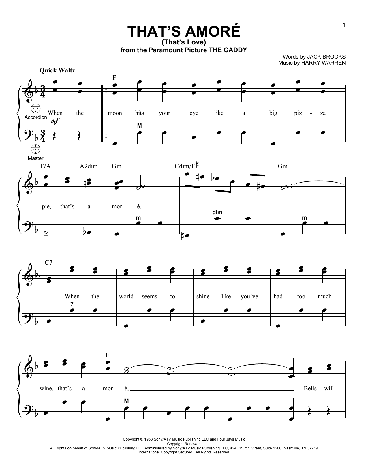 Product gallery: Page 1 of 1 That's Amore (That's Love), Dean Martin