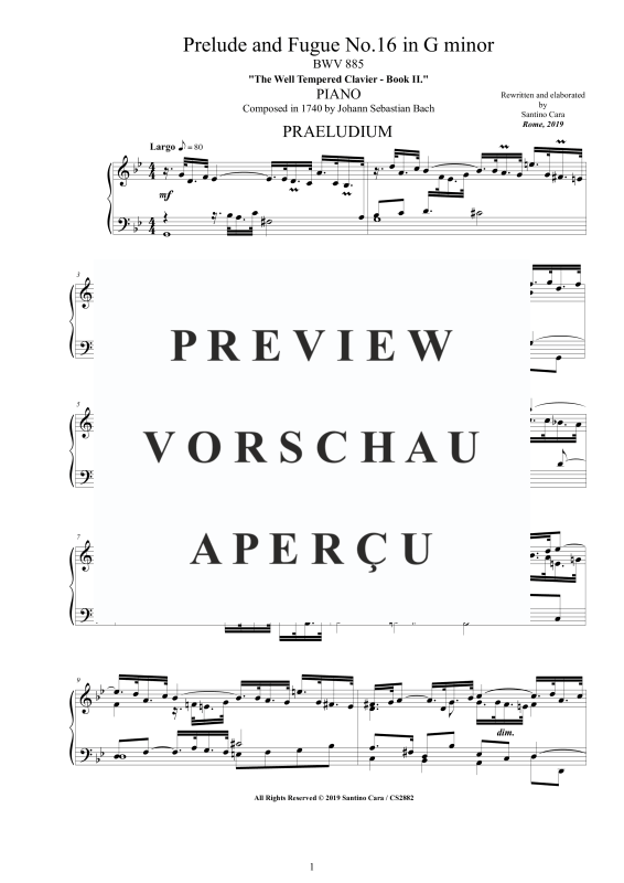 Product gallery: Page 2 of 8 Prelude and Fugue in G minor BWV 885, , Solo Piano