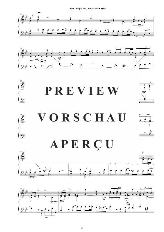 Produktgalerie: Seite 3 von 4 Fuge in G-Moll BWV 558b - Piano Version, , Klavier Solo