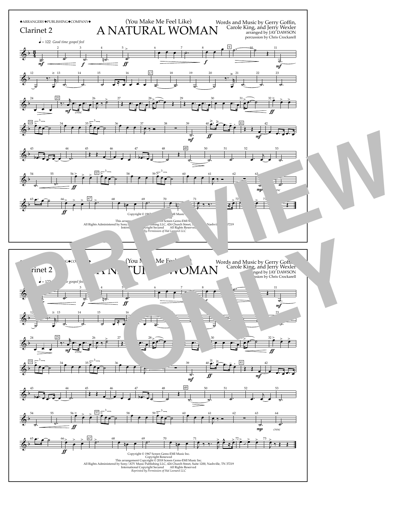 Product picture to: (You Make Me Feel Like) A Natural Woman (arr. Jay Dawson) - Clarinet 2
