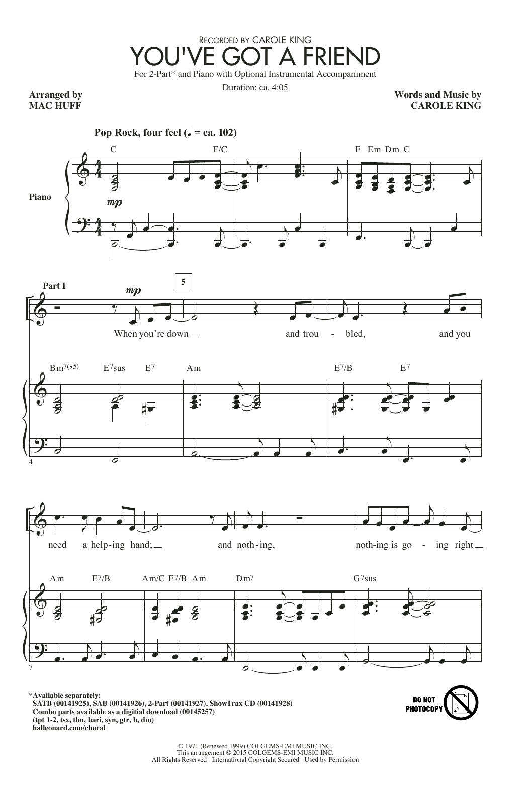 Produktgalerie: Seite 1 von 1 You've Got A Friend (arr. Mac Huff), Carole King, Chor