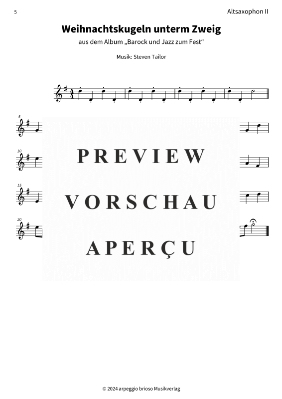 Product gallery: Page 7 of 7 Weihnachtskugeln unterm Zweig - aus dem Album Barock und Jazz zum Fest, , (Duet 2x alto saxophone)