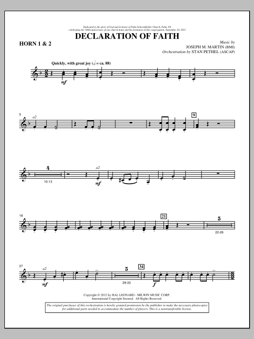 Product picture to: Declaration Of Faith - F Horn 1,2