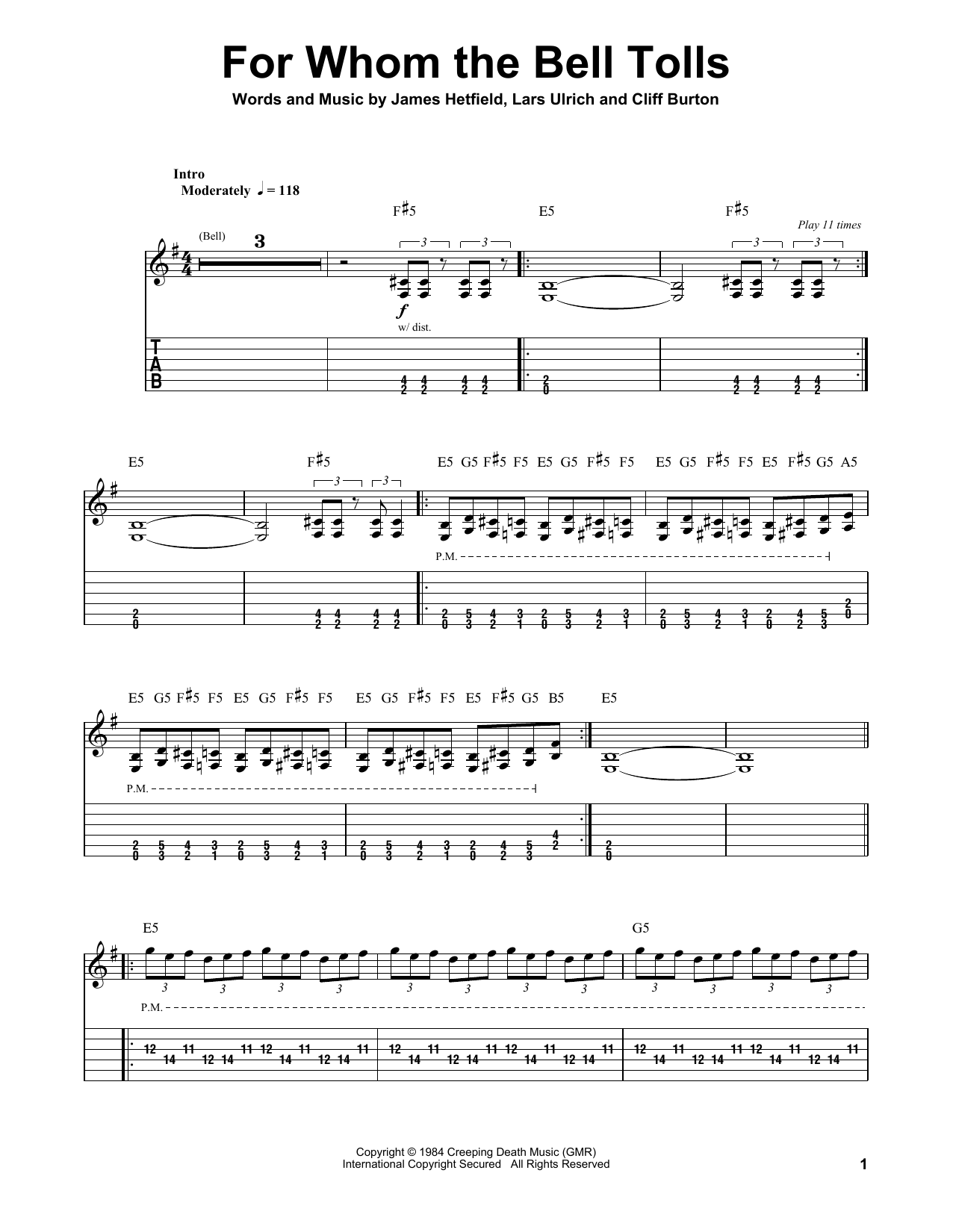 Produktgalerie: Seite 1 von 1 For Whom The Bell Tolls, Metallica, Gitarre