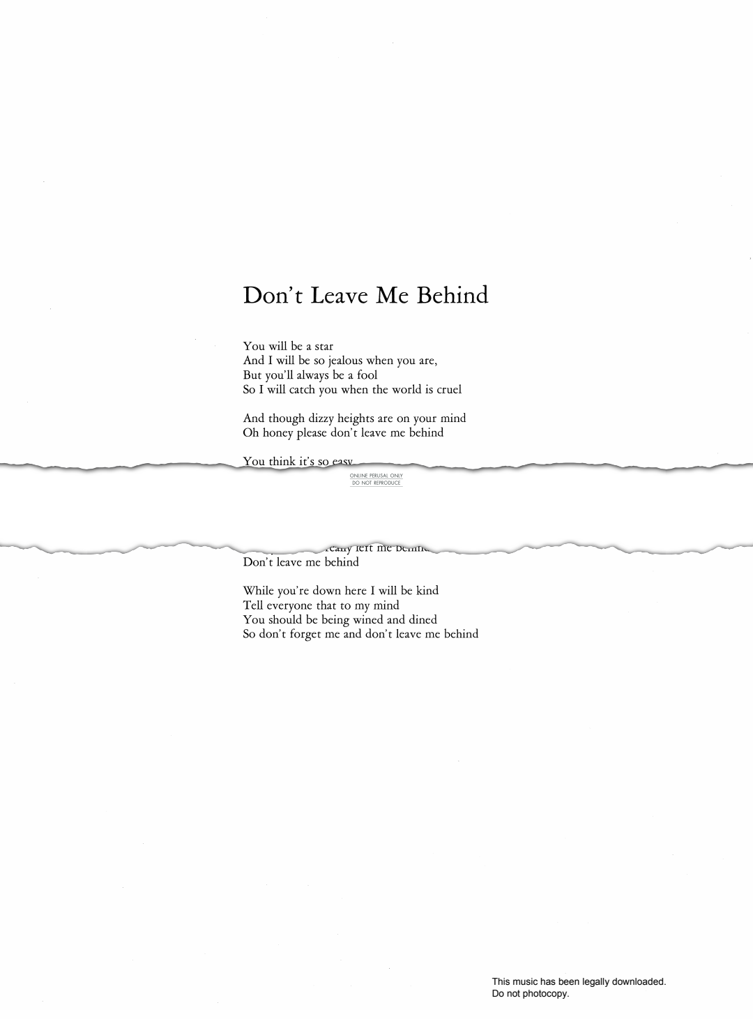 Product picture to: Don't Leave Me Behind