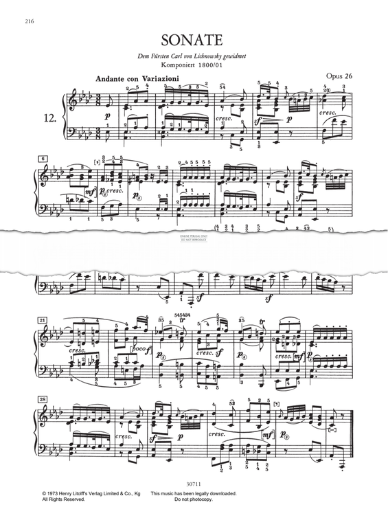 Produktbild zu: Piano Sonata No. 12 In Ab Major, Op.26