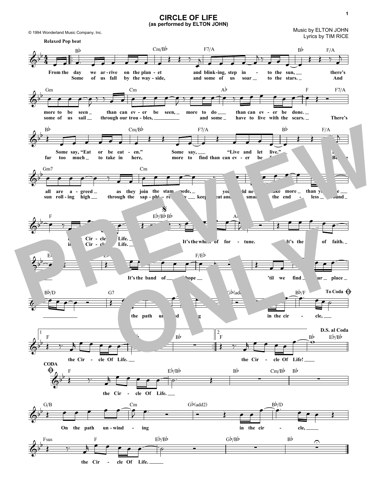Produktbild zu: Circle Of Life (from The Lion King)