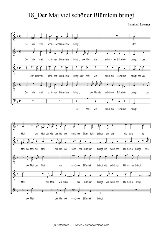 Produktbild zu: Der Mai viel schöner Blümlein bringt Leonhard Lechner (1553-1606)