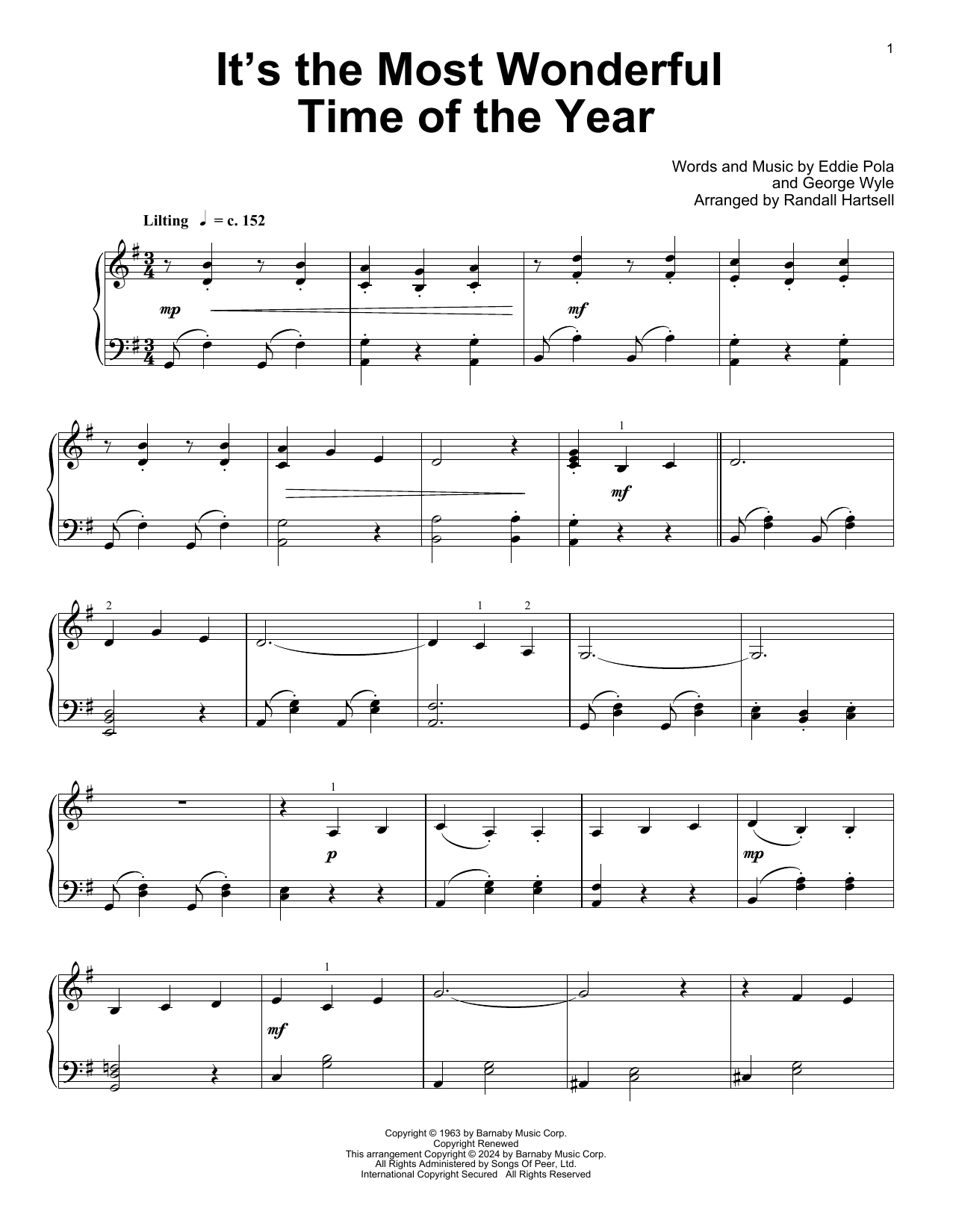 Product picture to: It's The Most Wonderful Time Of The Year (arr. Randall Hartsell)