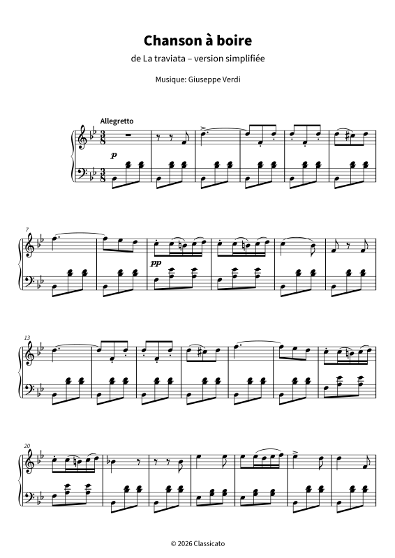 Produktgalerie: Seite 1 von 6 Chanson à boire - (Libiamo ne´ lieti calici) Brindisi extrait de l´opéra La traviata - version simplifiée pour piano, , Klavier Solo