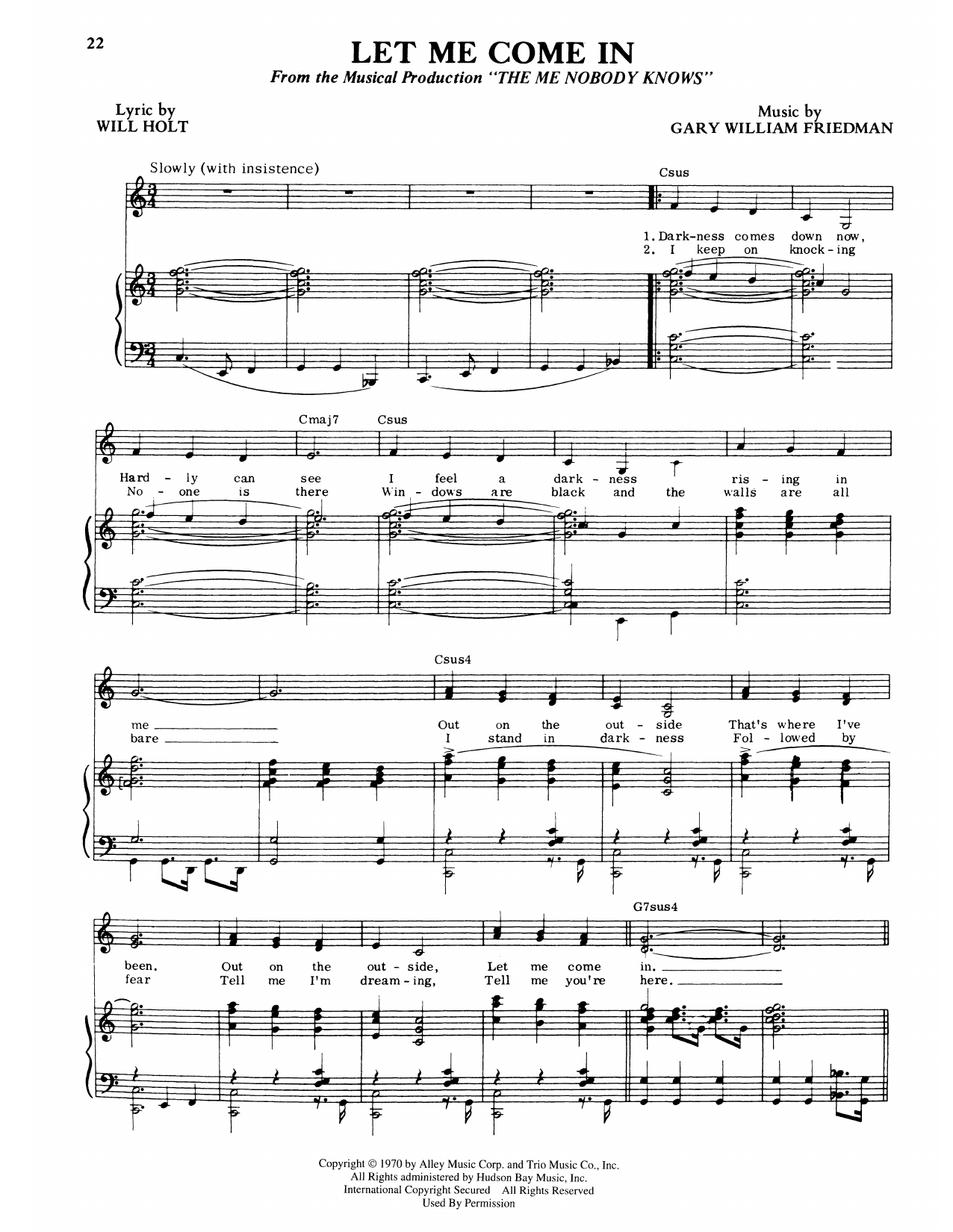 Produktgalerie: Seite 1 von 1 Let Me Come In (from The Me Nobody Knows), Will Holt, Gesang, Klavier