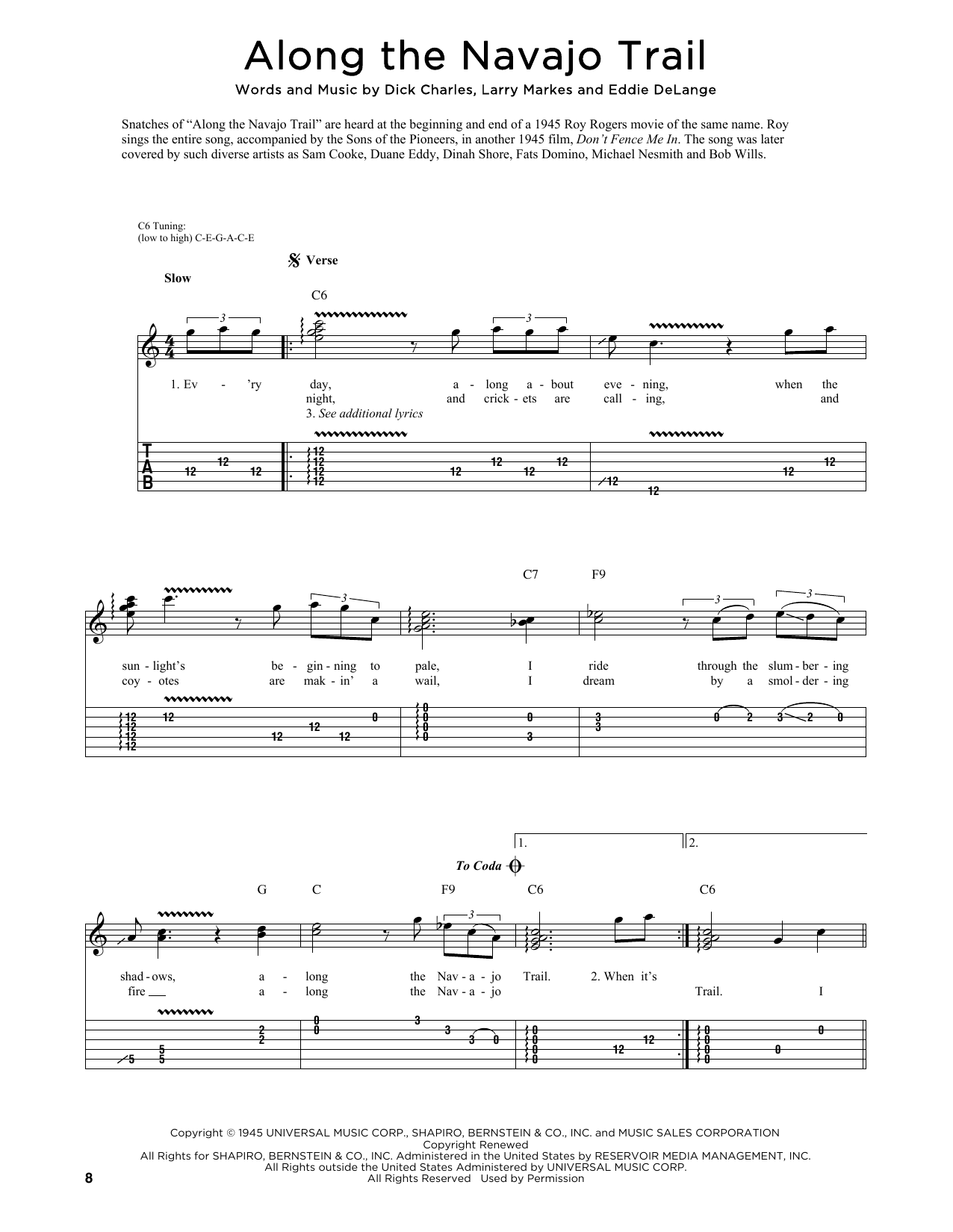 Produktbild zu: Along The Navajo Trail (arr. Fred Sokolow)