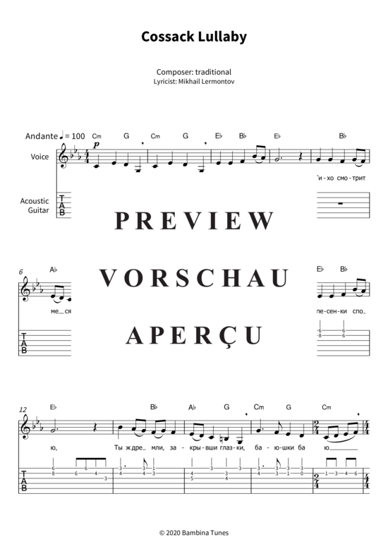 Produktgalerie: Seite 4 von 8 Cossack Lullaby, , (Gesang + Gitarre)