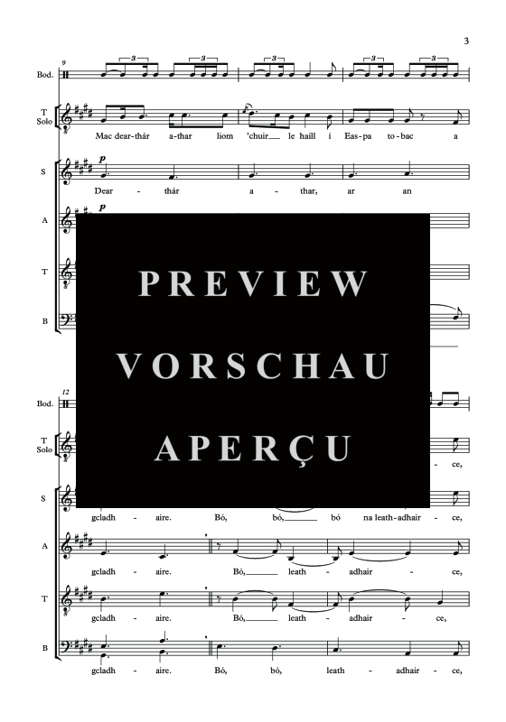 Produktgalerie: Seite 6 von 11 Bó na Leathaidhairce, , Tenor Solo, Gemischter Chor und irische Trommel