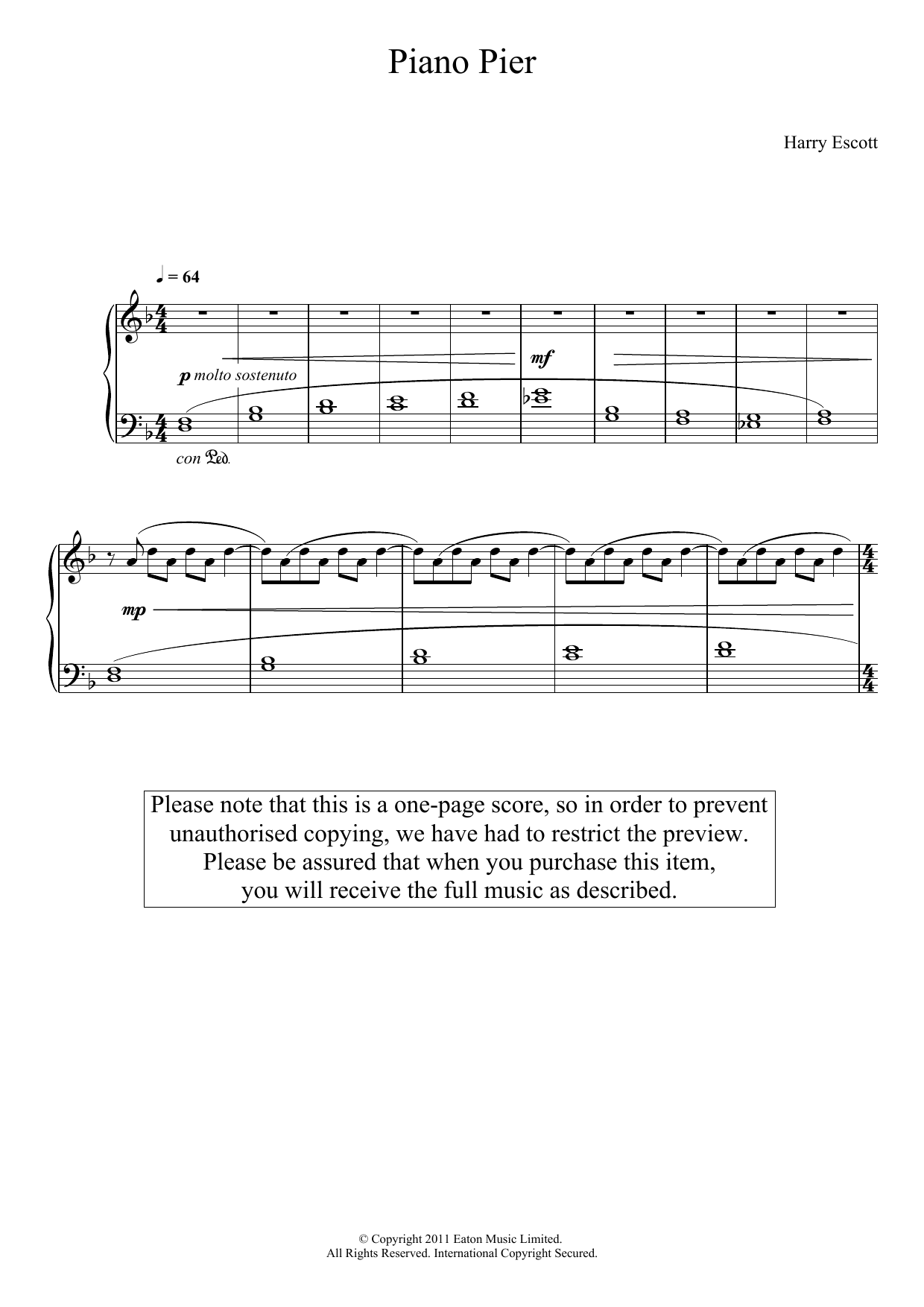 Product gallery: Page 1 of 1 Piano Pier, Harry Escott