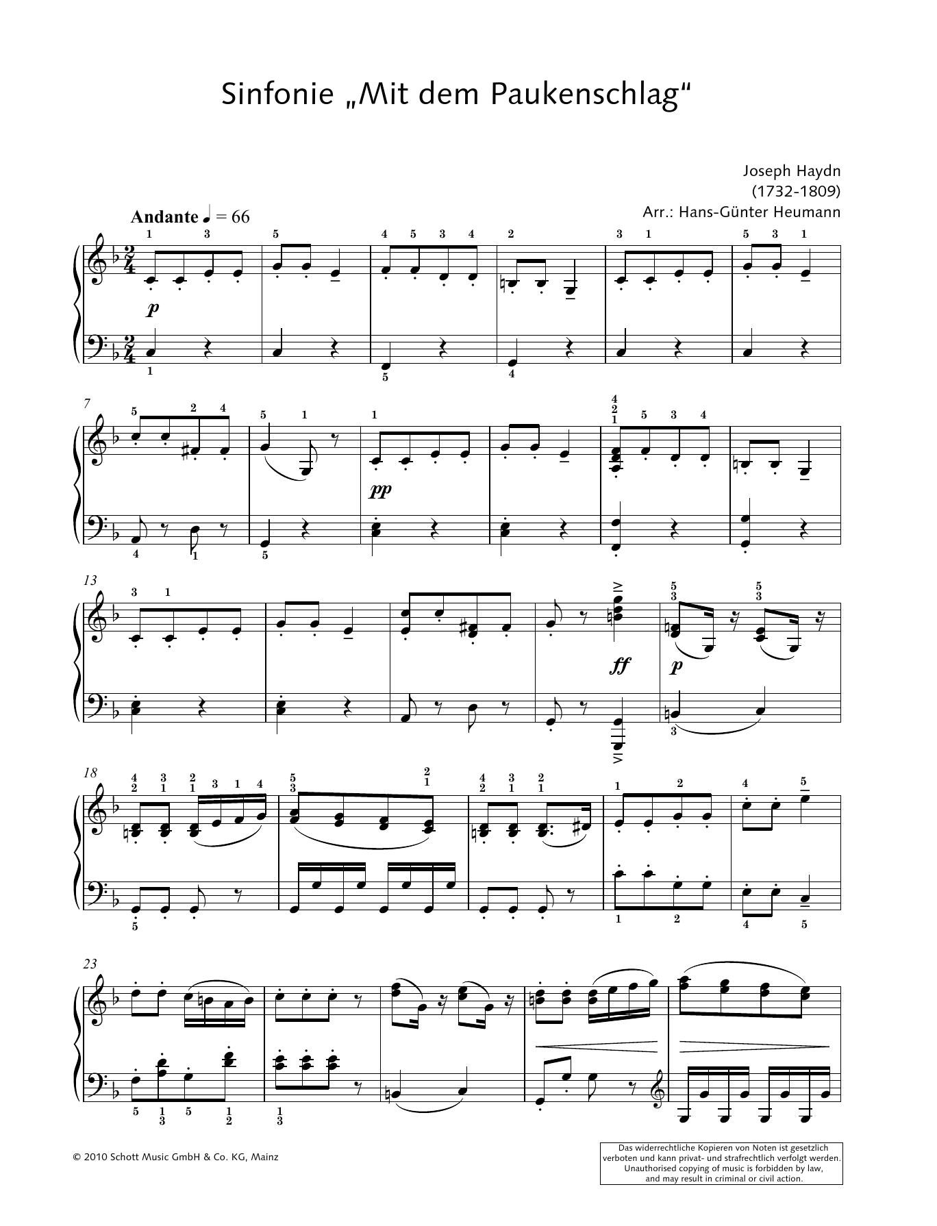 Product gallery: Page 1 of 1 Symphony "Surprise" in G major, Hans-Gunter Heumann