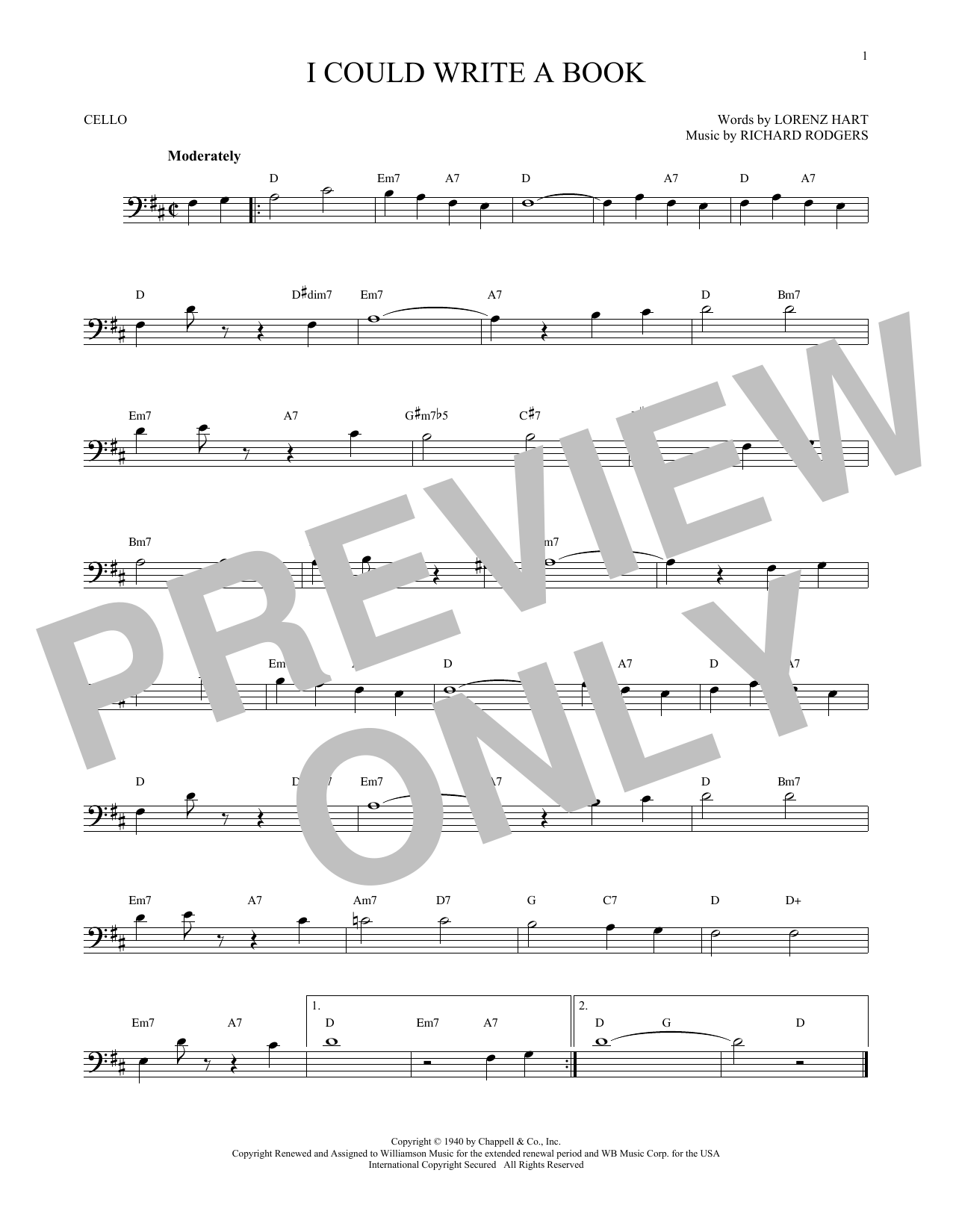 Produktgalerie: Seite 1 von 1 I Could Write A Book, Rodgers & Hart, Violoncello