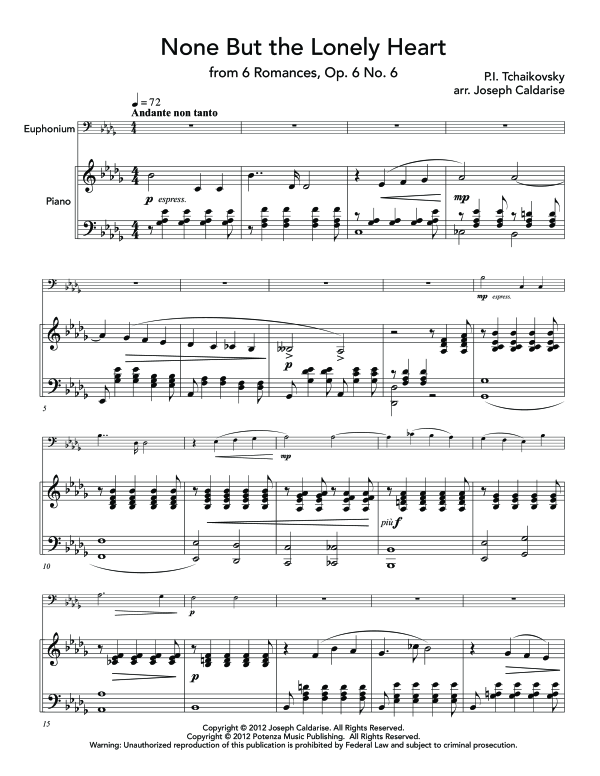 Product gallery: Page 1 of 10 None But the Lonely Heart, , (euphonium and piano)