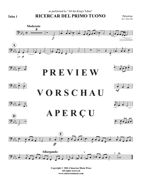 Product gallery: Page 8 of 9 Ricercar del primo tuono , , (Tuba Quartet: 2x Baritone, 2xTuba)