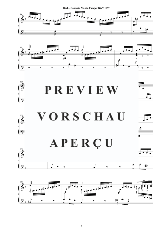 Produktgalerie: Seite 5 von 11 Konzert Nr. 6 in F-Dur BWV 1057, , Klavier Solo