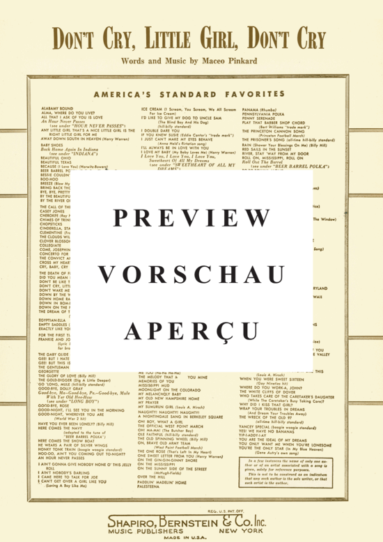 gallery: Don´t Cry, Little Girl, Don´t Cry , Popular Standard, (piano + vocals) edit