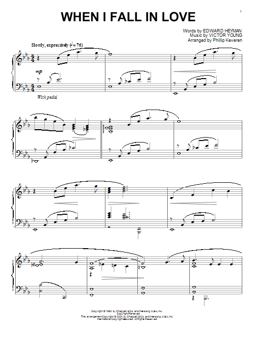 Product gallery: Page 1 of 1 When I Fall In Love (arr. Phillip Keveren), Victor Young