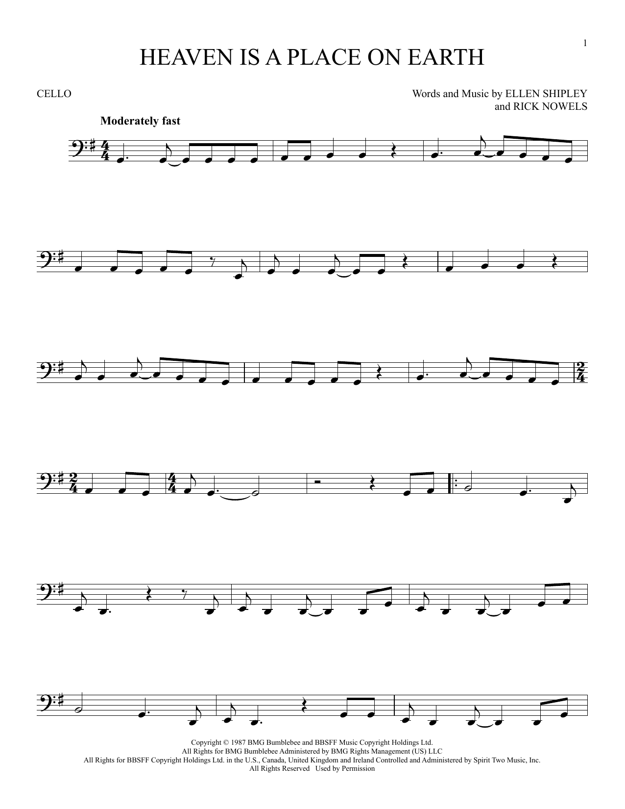 Produktgalerie: Seite 1 von 1 Heaven Is A Place On Earth, Belinda Carlisle, Violoncello