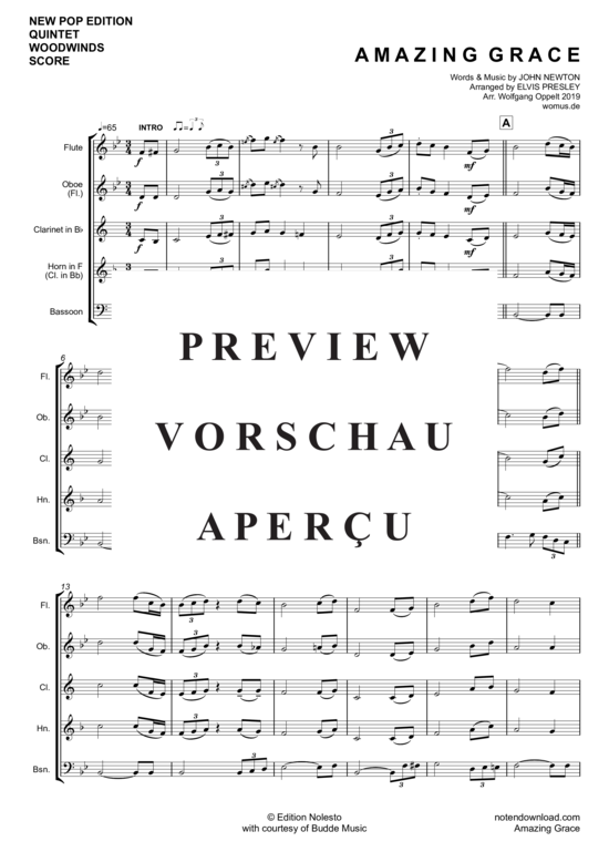 Product gallery: Page 2 of 11 Amazing Grace , Presley, Elvis, (woodwind quintet/ensemble)
