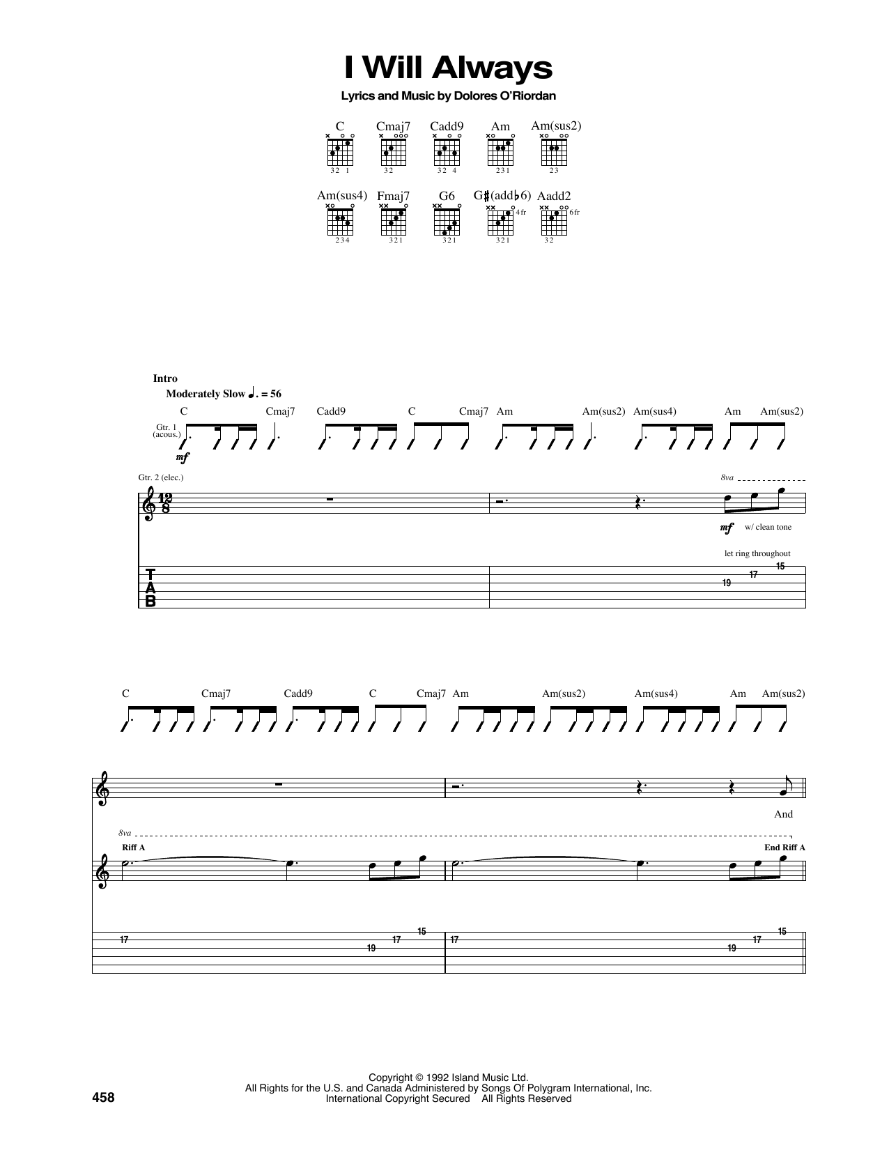 Produktgalerie: Seite 1 von 1 I Will Always, The Cranberries, Gitarre