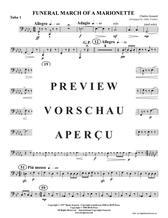 Product gallery: Page 10 of 13 Trauermarsch einer Marionette, Marche funebre d'une marionnette , , (Tuba Quartet: 2x Baritone, 2xTuba)