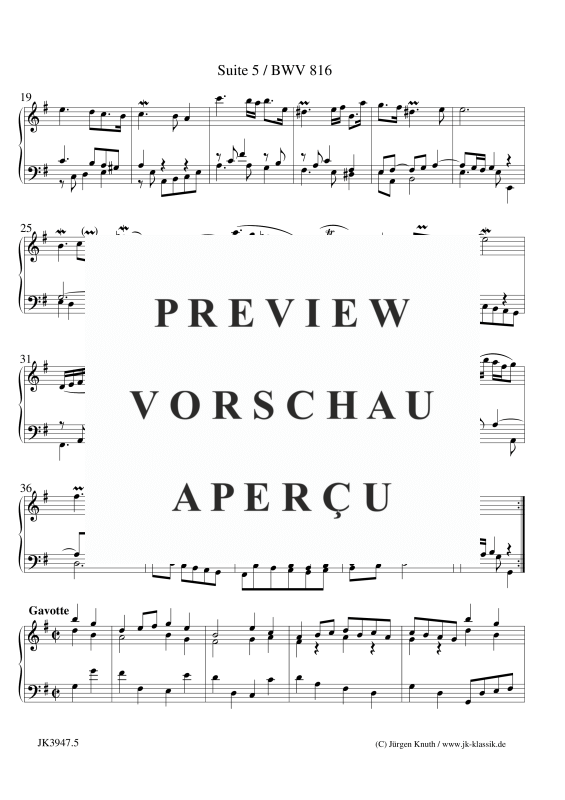 gallery: Suite 5 Französisch BWV 816 Fassung A, , (Klavier Solo)