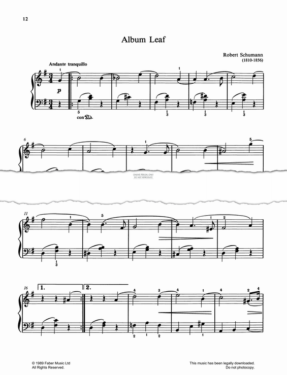 Produktgalerie: Seite 1 von 1 Album Leaf, Robert Schumann, Klavier