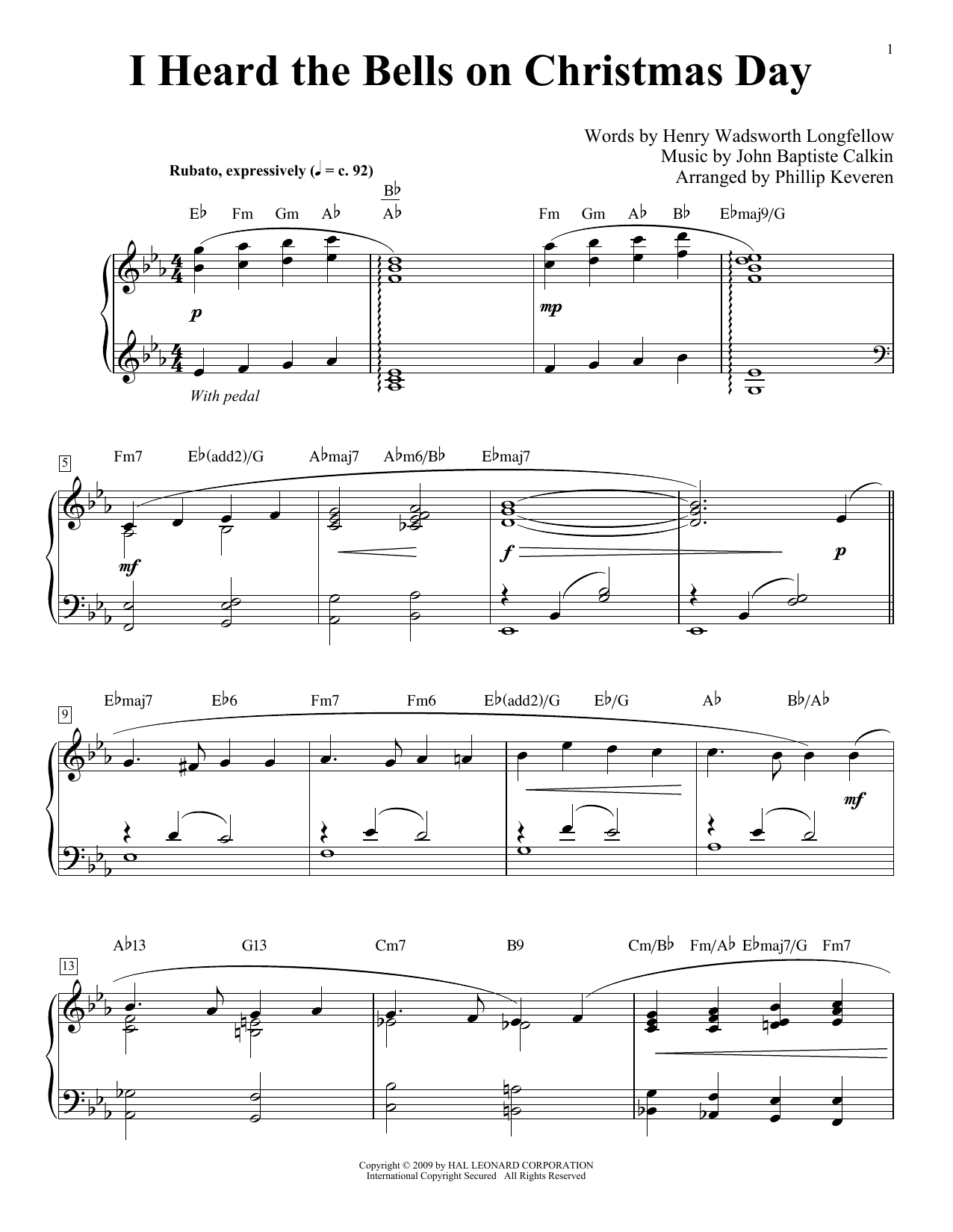 Product gallery: Page 1 of 1 I Heard The Bells On Christmas Day [Jazz version] (arr. Phillip Keveren), John Baptiste Calkin