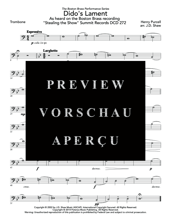 Produktgalerie: Seite 11 von 11 Dido´s Lament, , (Blechbläser Quintett)