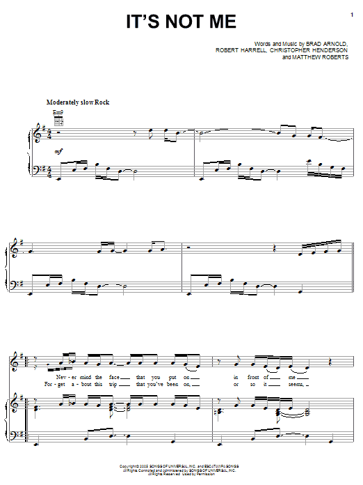 Produktgalerie: Seite 1 von 1 It's Not Me, 3 Doors Down, Gesang, Gitarre, Klavier