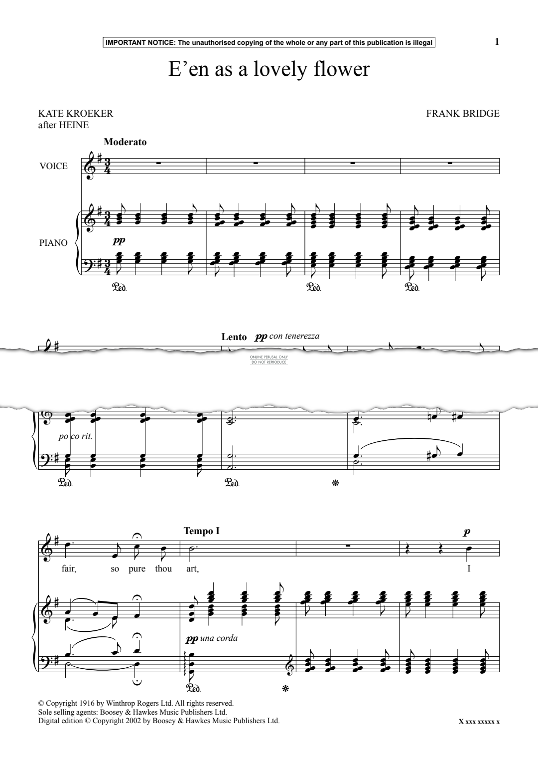 Produktgalerie: Seite 1 von 1 E’en As A Lovely Flower, Frank Bridge, Gesang, Klavier